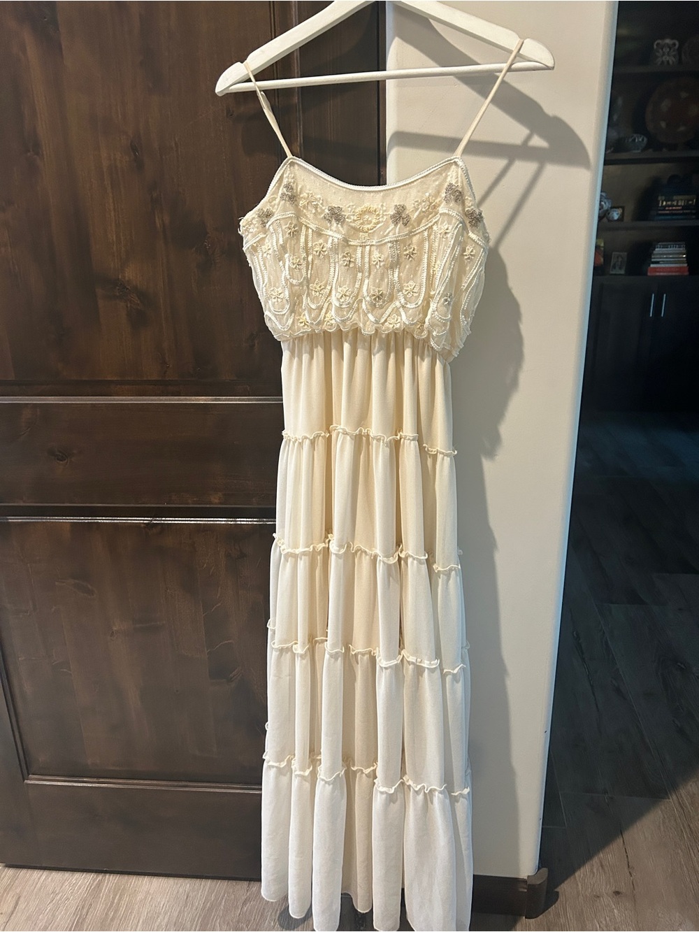 Free People Penny' Lace & Georgette Stardust Ivory Slip Dress